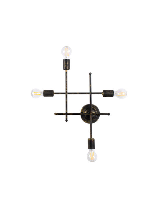 GloboStar Piping Industrial Wall Lamp with E27 Lamp Bulb Base Bronze 40.5x52cm