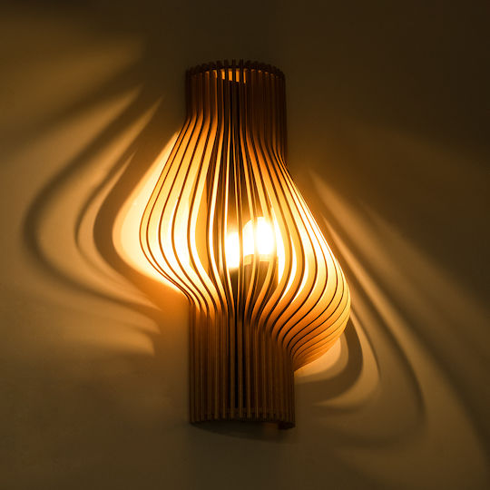 GloboStar Mihiro Vintage Wall Lamp with E27 Base Beige 13x40cm