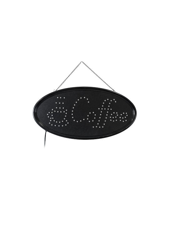 Globostar 75687 Φωτιστικό Ταμπέλα Led Οβάλ Σήμανσης Coffee Πρίζα Ac 230v Μ48 X Π1.8 X Υ24.5cm