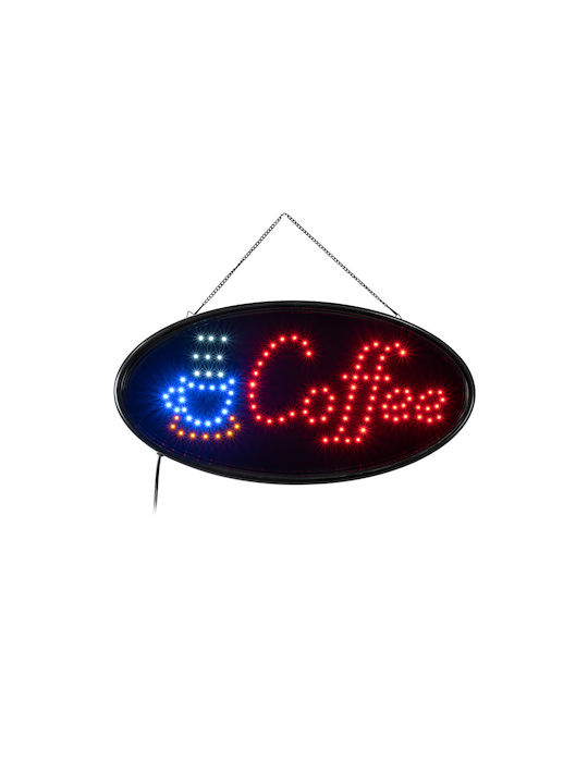 Globostar 75687 Φωτιστικό Ταμπέλα Led Οβάλ Σήμανσης Coffee Πρίζα Ac 230v Μ48 X Π1.8 X Υ24.5cm