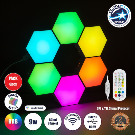 GloboStar Διακοσμητικό Φωτιστικό LED RGB Hexagon 10.5x10εκ.