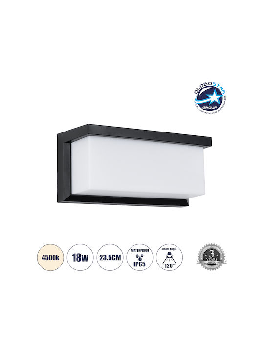 GloboStar Cityscape Wall-Mounted Outdoor Ceiling Lamp LED IP65 18W with Natural White Light 23.5x11x10cm