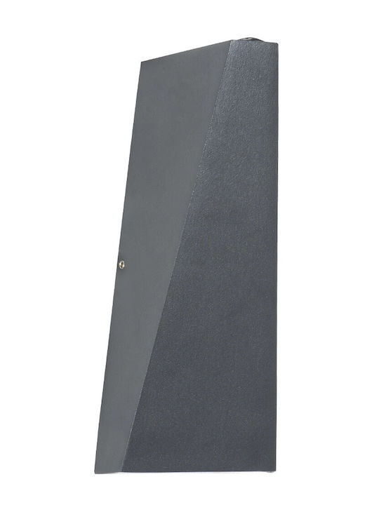 GloboStar Triande Wall-Mounted Outdoor LED Ceiling Lamp IP65 10W with Natural White Double Beam Light 8.5x8.5x20cm Anthracite