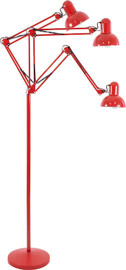 GloboStar Audrey Vintage Lampa de podea Î190xL27.5cm. cu Soclu pentru Bec E27 Roșu
