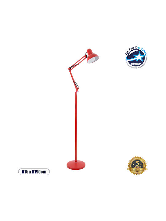 GloboStar Audrey Vintage Floor Lamp H190xW27.5cm. with Socket for Bulb E27 Red