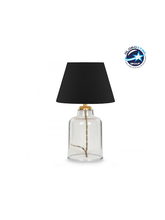 GloboStar Plastic Table Lamp for Socket E27 with Black Shade and Transparent Base