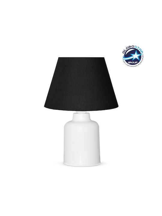 GloboStar Plastic Table Lamp for Socket E27 with Black Shade and White Base
