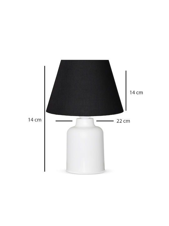 GloboStar Plastic Table Lamp for Socket E27 with Black Shade and White Base