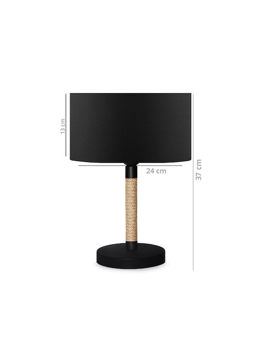 GloboStar Table Lamp from Rope for Socket E27 with Black Shade and Base
