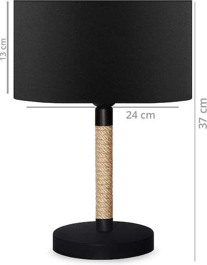 GloboStar Table Lamp from Rope for Socket E27 with Black Shade and Base