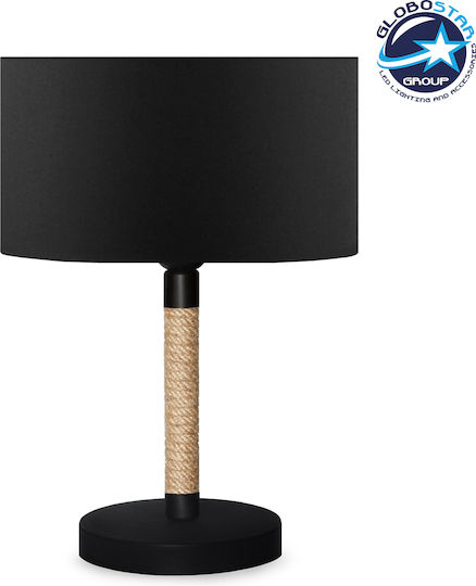 GloboStar Table Lamp from Rope for Socket E27 with Black Shade and Base