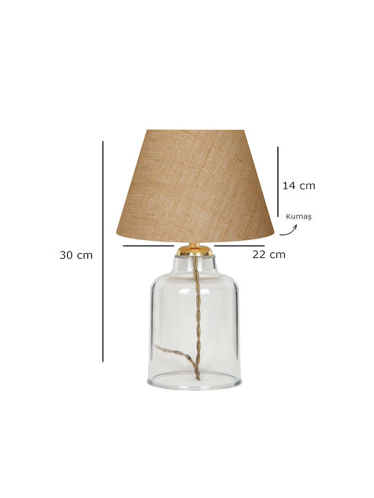 GloboStar Plastic Table Lamp for Socket E27 with Beige Shade and Transparent Base