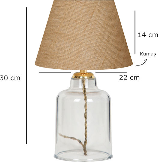 GloboStar Plastic Table Lamp for Socket E27 with Beige Shade and Transparent Base
