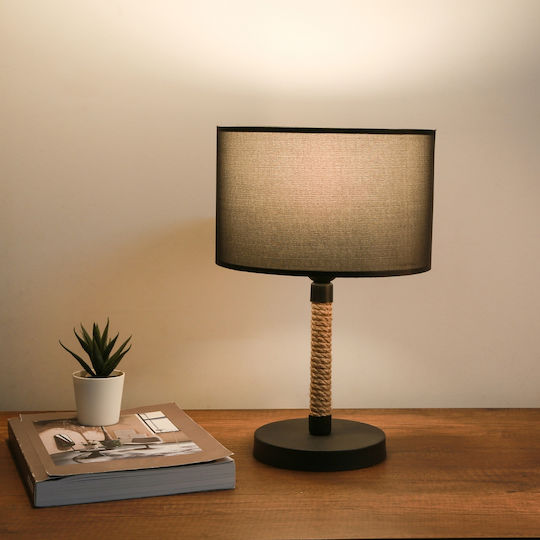 GloboStar Table Lamp from Rope for Socket E27 with Black Shade and Base