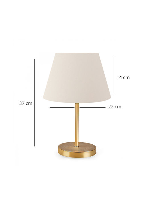 GloboStar Glossy Metal Table Lamp for Socket E27 with White Shade and Gold Base