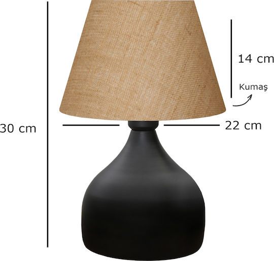 GloboStar Pyramid Metal Table Lamp for Socket E27 with Beige Shade and Black Base