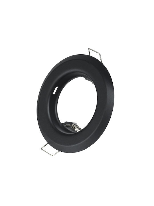 GloboStar Delta Round Metallic Frame for Spot GU5.3 Black 8.3x8.3cm. 1pcs