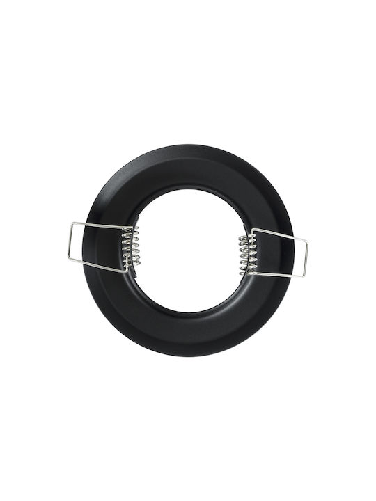 GloboStar Delta Round Metallic Frame for Spot GU5.3 Black 8.3x8.3cm. 1pcs
