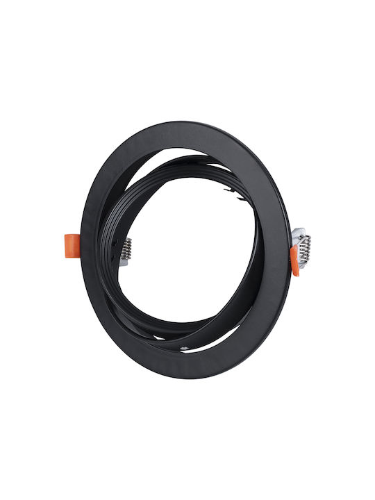 GloboStar Кръгла Металик Рамка за Спот GU10 Черен 17x17см. 1бр