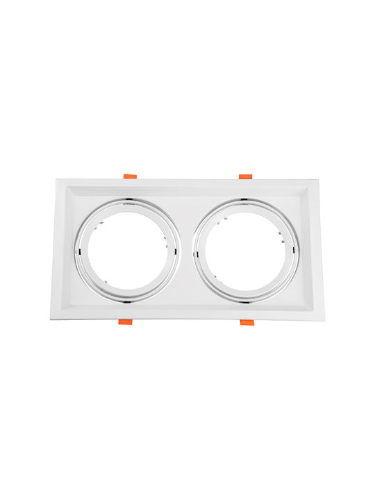 GloboStar Rectangle Metallic Frame for Spot GU10 AR111 White 33.5x17.5cm. 1pcs