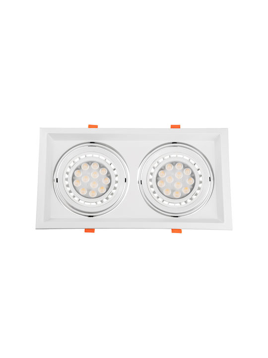 GloboStar Rectangle Metallic Frame for Spot GU10 AR111 White 33.5x17.5cm. 1pcs