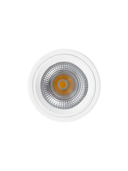 GloboStar Round Metallic Recessed Spot with Integrated LED and Warm White Light White 1pcs
