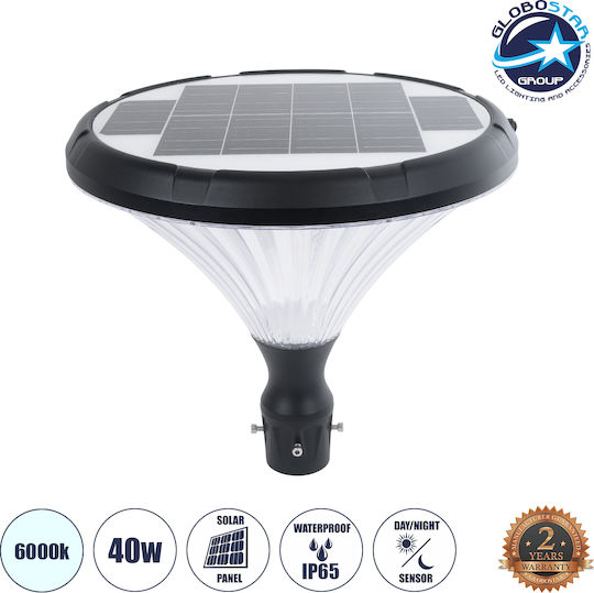 GloboStar Ηλιακό Φωτιστικό Δαπέδου Φανάρι 40W 550lm Ψυχρό Λευκό 6000K με Φωτοκύτταρο IP65
