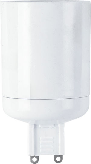 GloboStar Socket Adapter from G9 to E27 in White color Set 1pcs 78968