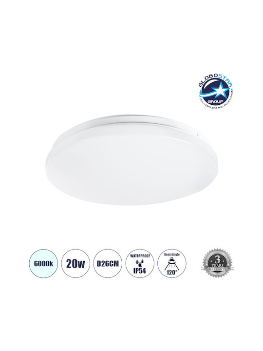 GloboStar Outdoor Ceiling Flush Mount with Integrated LED in White Color 61005