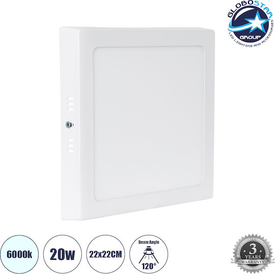 GloboStar Στρογγυλό Εξωτερικό LED Panel 20W με Ψυχρό Λευκό Φως 6000K 22εκ.