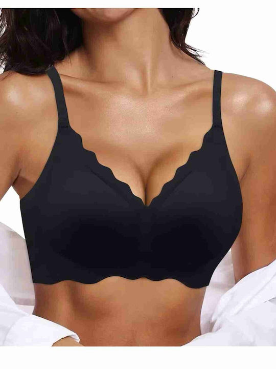 Merry See Wavy Laser Cut Bra Black