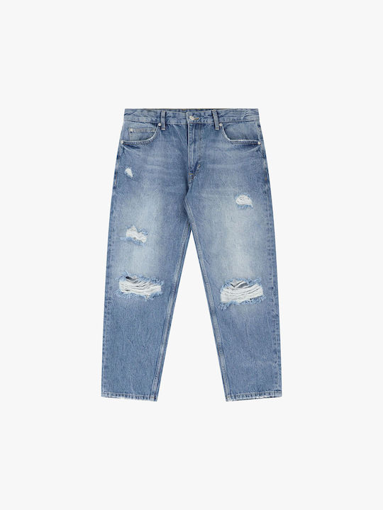 Men's Jeans Pants with Loose Straight Fit Blue