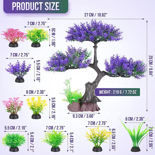 Purple Artificial Aquarium Tree Set Colorful Bushes