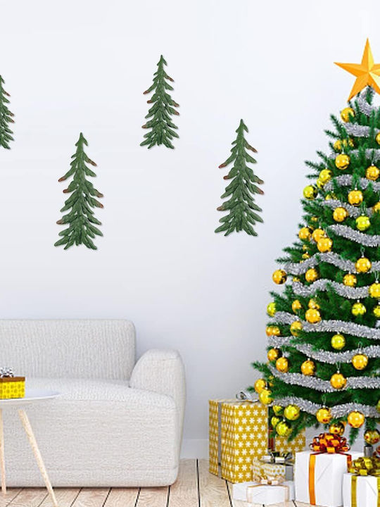 Коледно украсително Метално Елхичка Зелен 4бр Tree