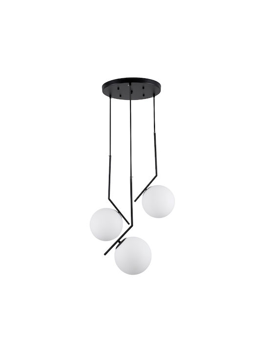 GloboStar Monroe Висящо Осветително Тяло Черен Топка с Цокъл E27 60x25x50см.