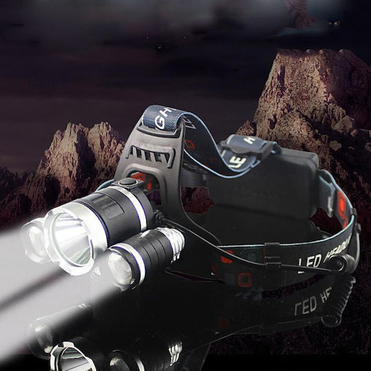 GloboStar Rechargeable Headlamp LED IP44 with Maximum Brightness 3000lm XML2-T6 Black