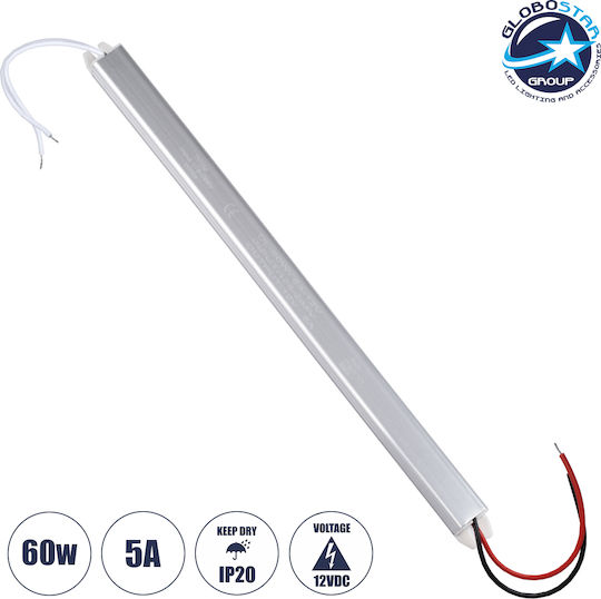 GloboStar Adjustable Dimmable LED Power Supply IP20 Power 60W with Output Voltage 12V