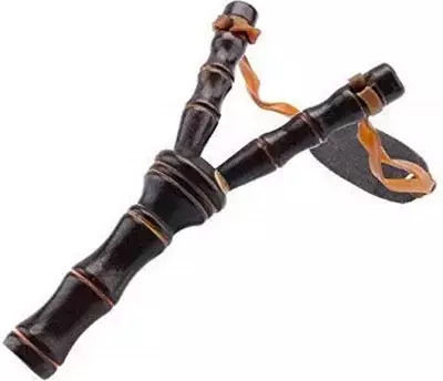 Set Praștie din Lemn 200 Bile Metalice Airsoft 8 Mm Praștii 19 Cm Maro