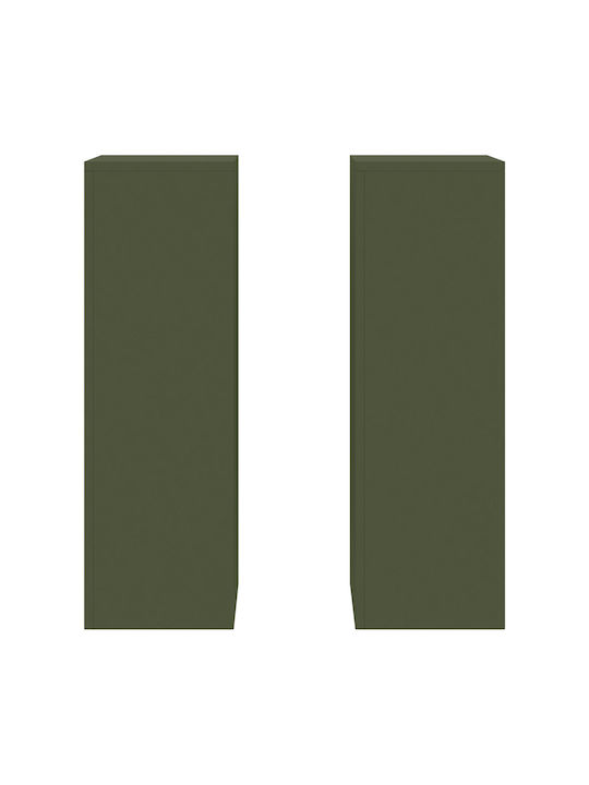 vidaXL Set 2 Pots Metal Olive Green