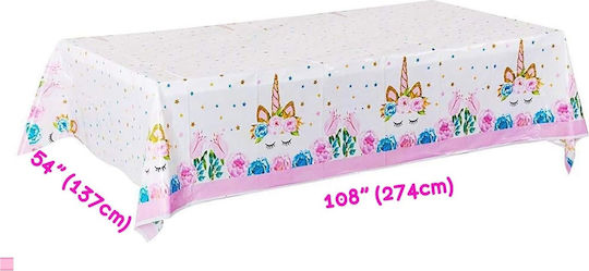 Einhorn Tischdecke Mädchen Geburtstag 2 Stück 274x137 cm Weiß