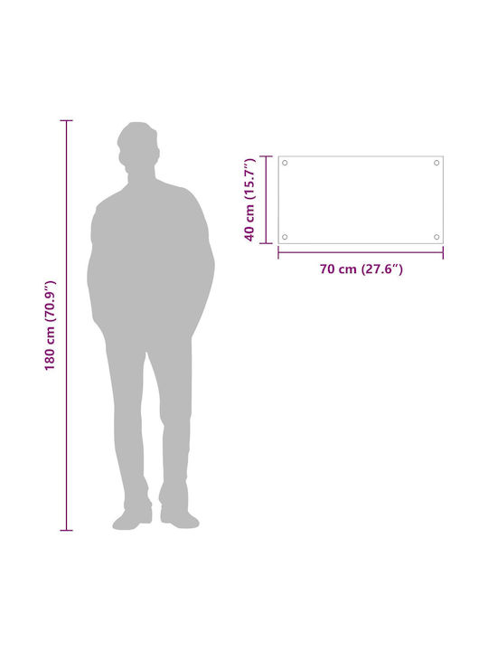 vidaXL Rectangular Glass Back Gray 70x40x0.6cm 42001226