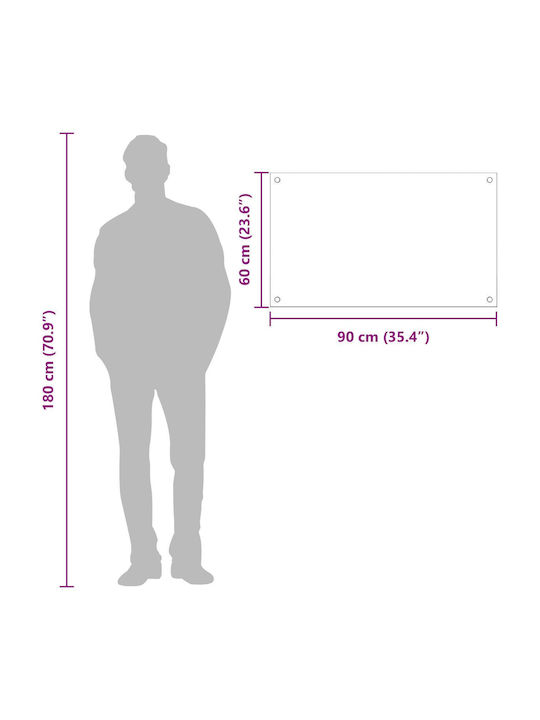 vidaXL Rechteckige Küchenplatte aus Glas Hellgrau 90x60x0,6cm 42001234