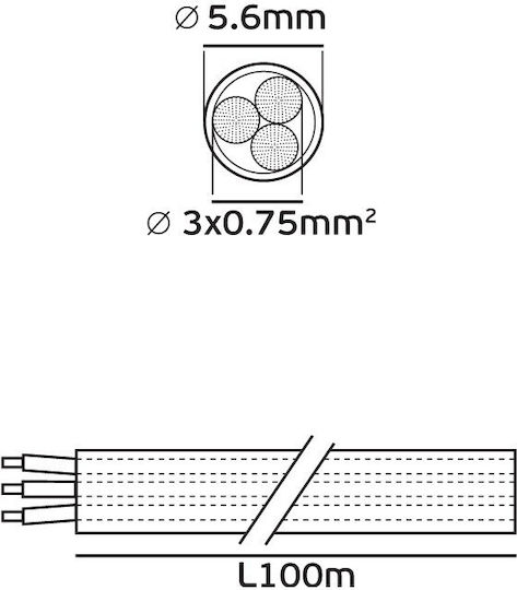 VK Lighting Power Cord with Diameter 3x0.75mm² in Brown Color 100m 1pcs
