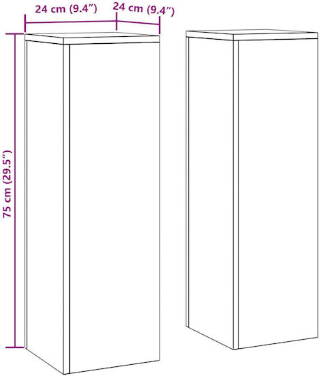 vidaXL Ανθοστήλες Μεταλλικές Καφέ 24x24x75εκ. 2τμχ