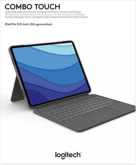Logitech Combo Touch Flip Cover με Πληκτρολόγιο στα Αγγλικά US Γκρι (iPad Pro 2021 12.9" / iPad Pro 2022 12.9'')