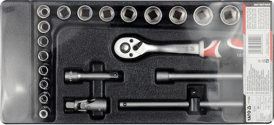 Yato Set de chei tubulare și clichet 3\8" 22buc