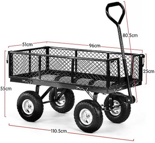BWB3600 Trailer Garden Cart Metallic Four-wheel with Maximum Load Weight 300kg