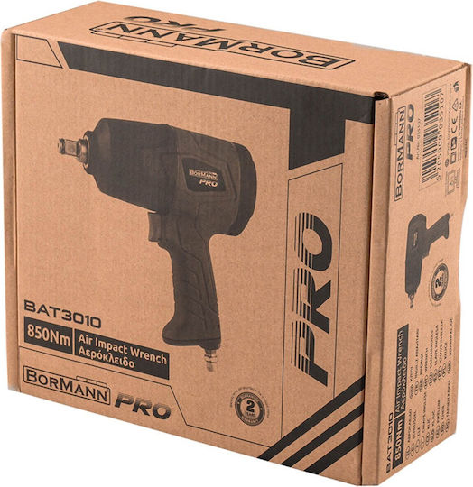 Bormann Pro BAT3010 Air Impact Wrench 1/2 Square Drive with Maximum Torque 86.67 kgm