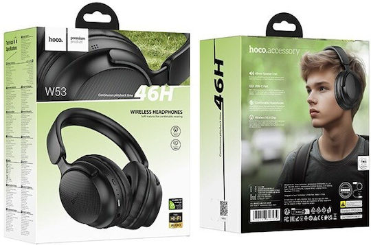 Hoco W53 Ασύρματα / Ενσύρματα Over Ear Ακουστικά με 46 ώρες Λειτουργίας Μαύρα