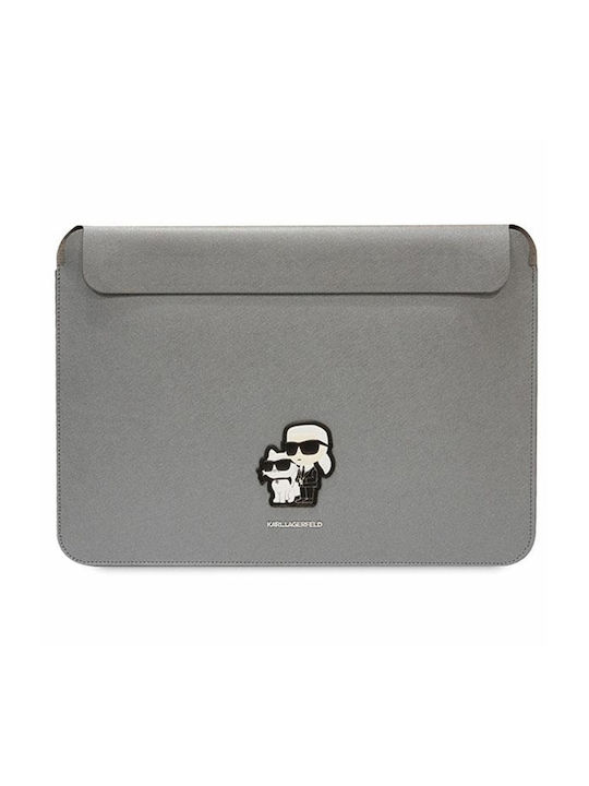 Karl Lagerfeld Saffiano Karl&choupette Θήκη για Laptop 16" σε Ασημί χρώμα